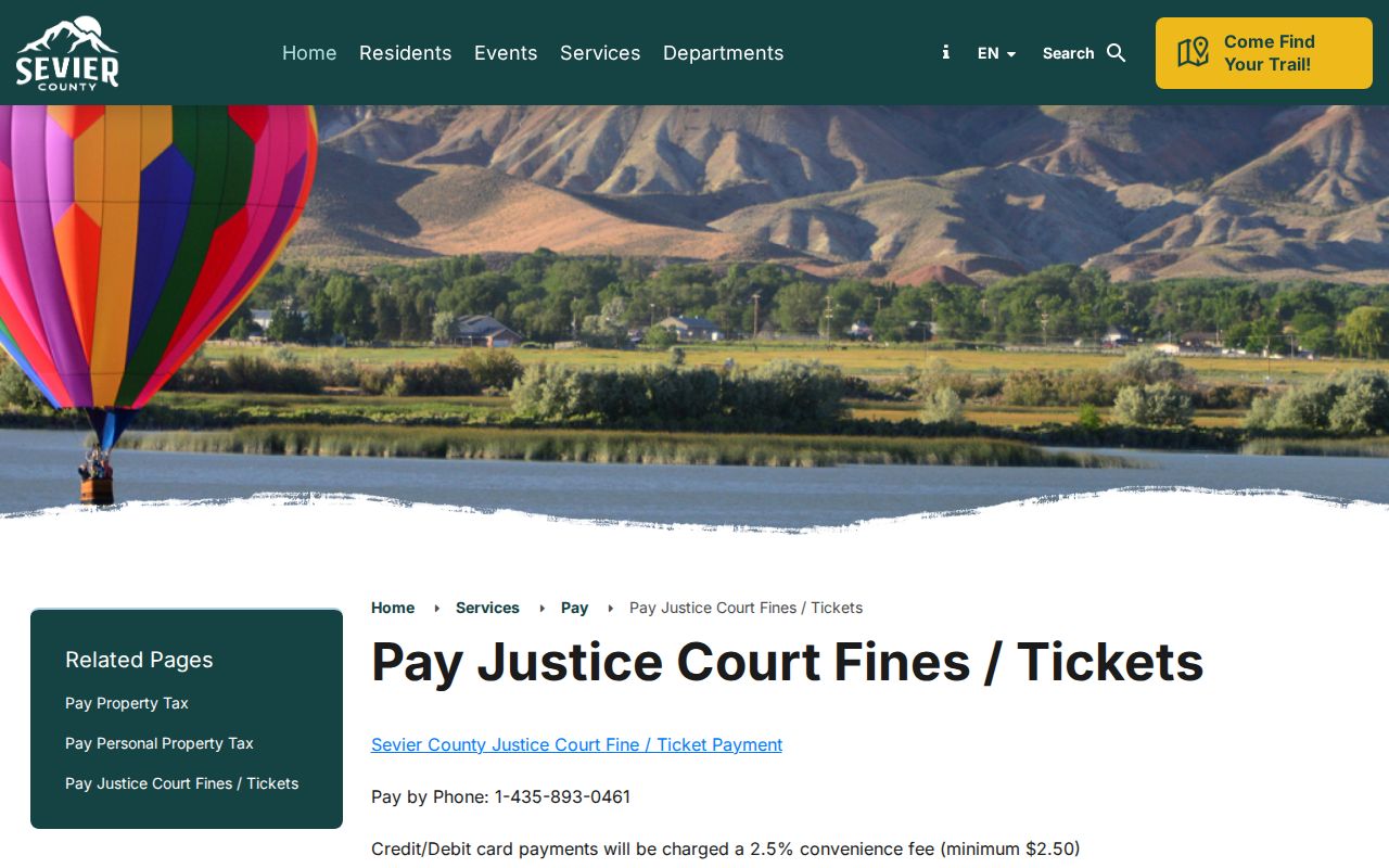 Sevier County Justice Court traffic and fine payment information